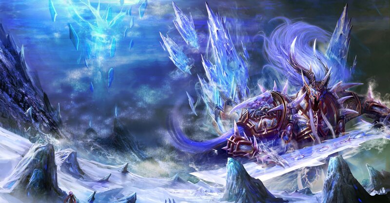Armored Warrior with Sword — Blue, Dramatic, Cold