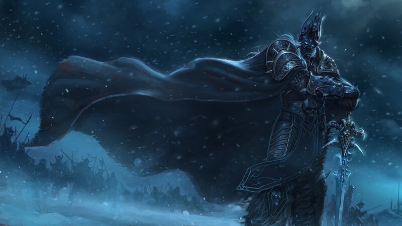 Armored Warrior with Sword — Blue, Dramatic, Cold, Winter