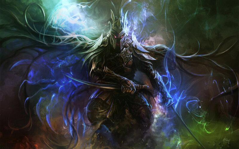 Armored Warrior with Sword — Blue, Dramatic, Digital Art, Armor, Energy