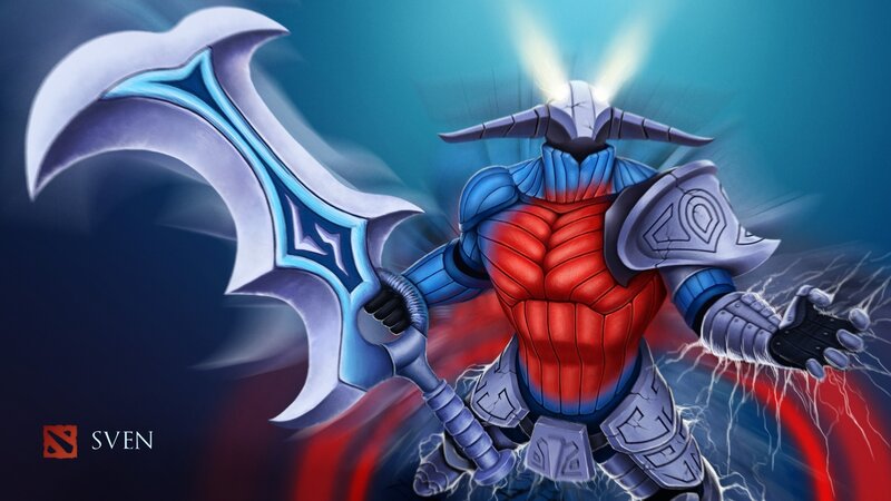 Armored Warrior with Sword — Blue, Dramatic, Digital Art, Armor, Lightning