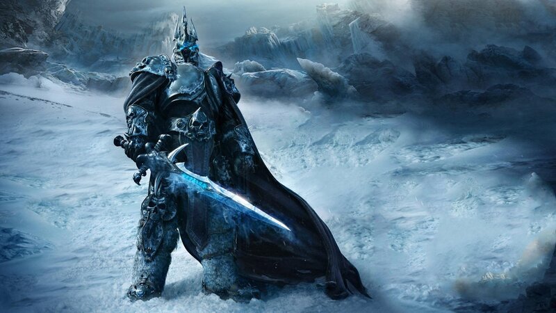 Armored Warrior with Sword — Blue, Dramatic, Winter, Digital Art