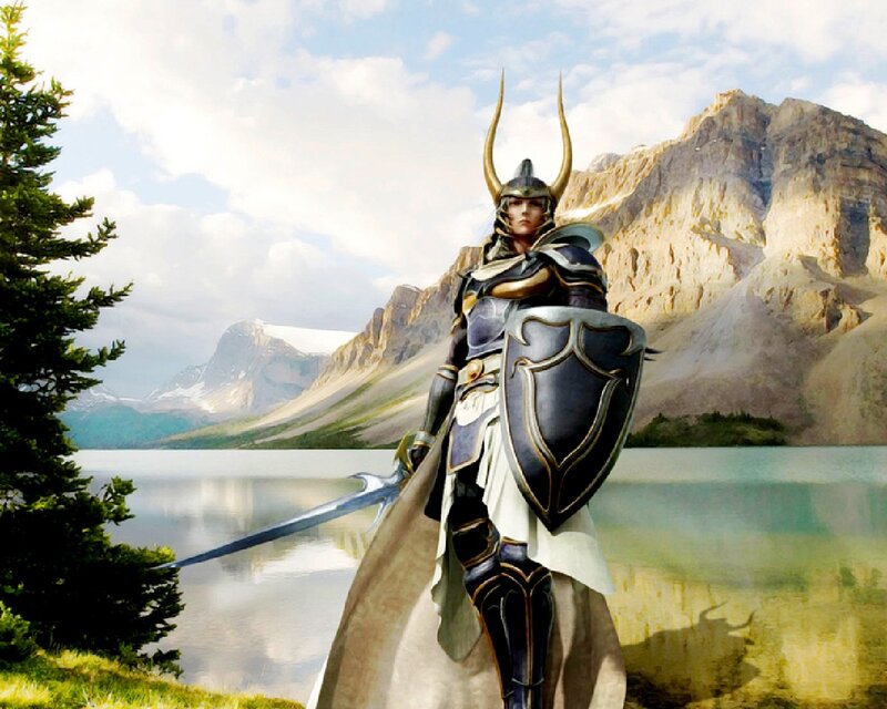 Armored Warrior with Sword — Blue, Serene