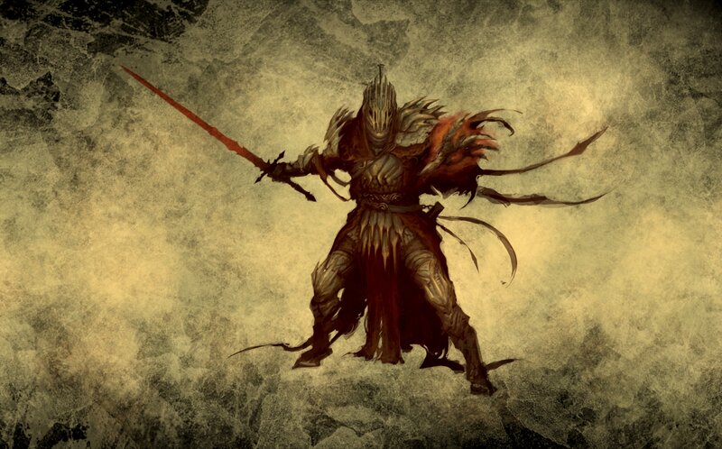 Armored Warrior with Sword — Brown, Dramatic, Digital Art, Armor