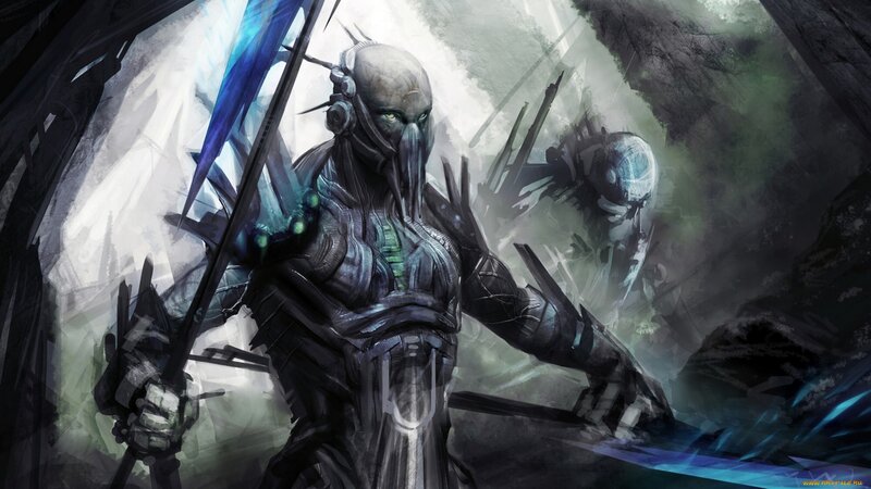Armored Warrior with Sword — Gray, Dramatic, Digital Art, Armor, Cave