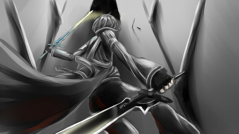 Armored Warrior with Sword — Gray, Dramatic, Digital Art, Armor, Cloak