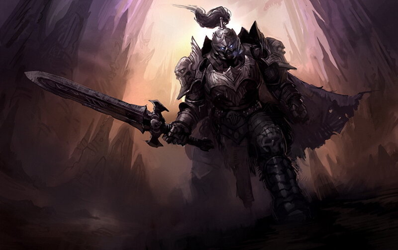 Armored Warrior with Sword — Gray, Dramatic, Digital Art, Armor