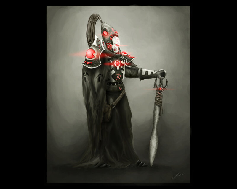 Armored Warrior with Sword — Gray, Dramatic, Digital Art, Cape