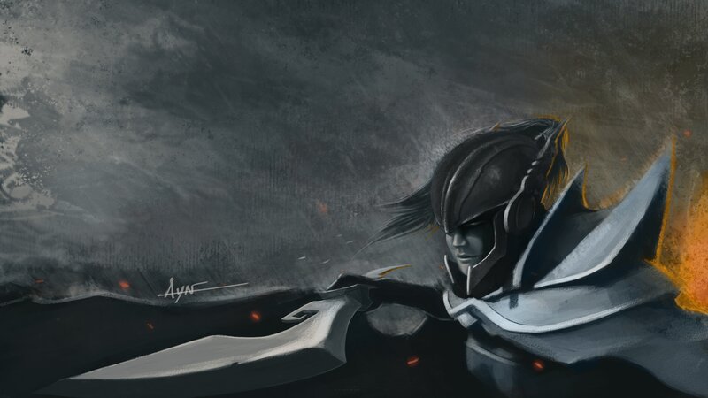 Armored Warrior with Sword — Gray, Dramatic, Digital Art, Fire