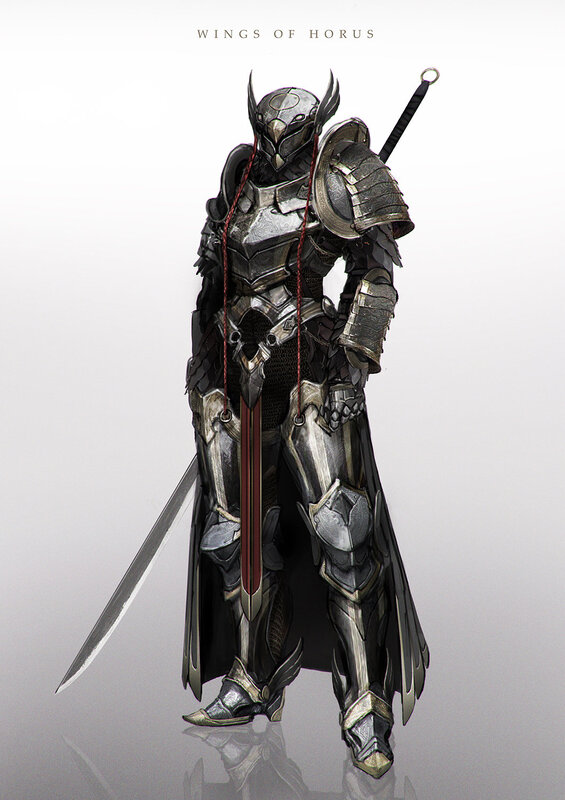 Armored Warrior with Sword — Gray, Dramatic, Digital Art, Shield, Cape