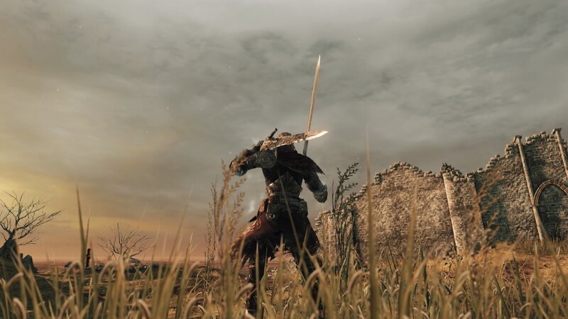 Armored Warrior with Sword — Gray, Dramatic, Sunset, 3d Render