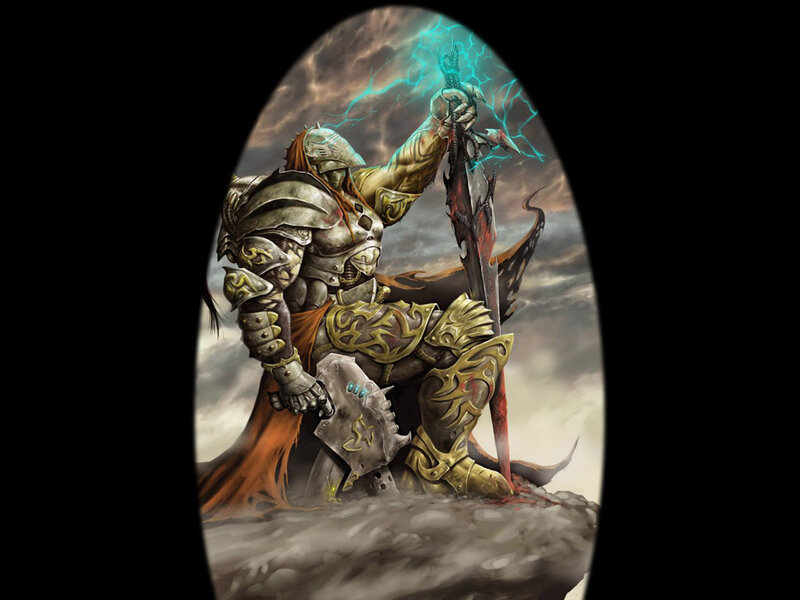 Armored Warrior with Sword — Gray, Dramatic
