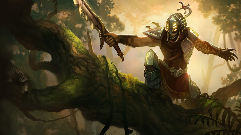 Armored Warrior with Sword — Green, Dramatic, Afternoon