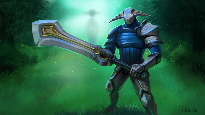 Armored Warrior with Sword — Green, Dramatic, Digital Art, Forest