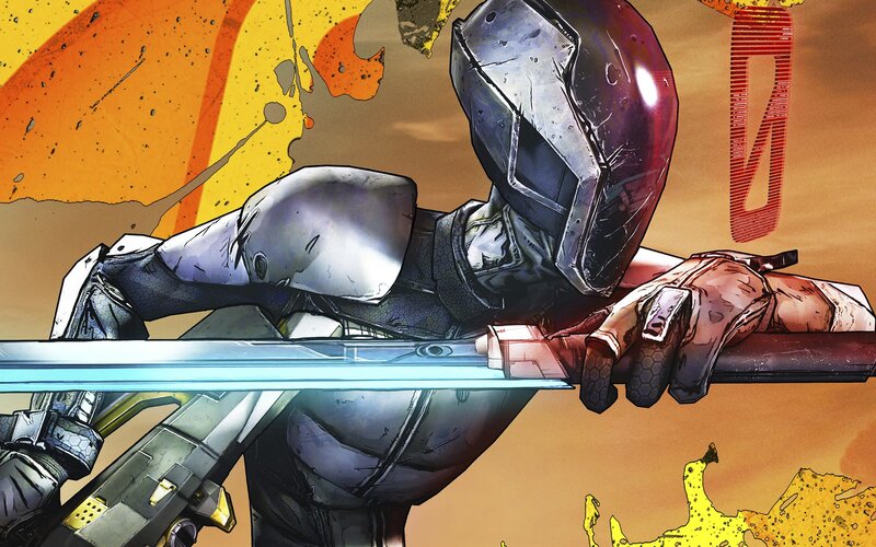 Armored Warrior with Sword — Orange, Dramatic, Comic