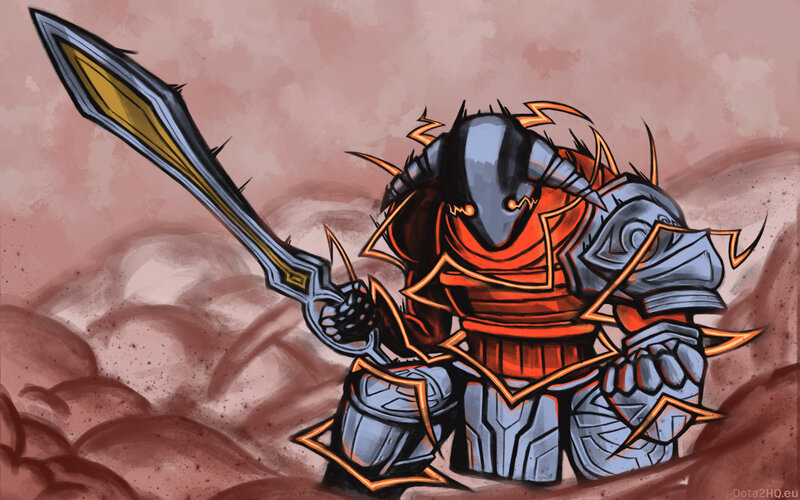 Armored Warrior with Sword — Red, Dramatic, Digital Art, Armor, Dust