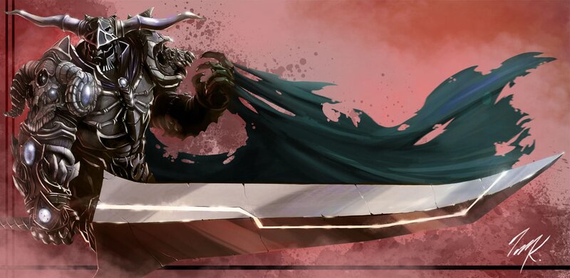 Armored Warrior with Sword — Red, Dramatic, Digital Art, Cape