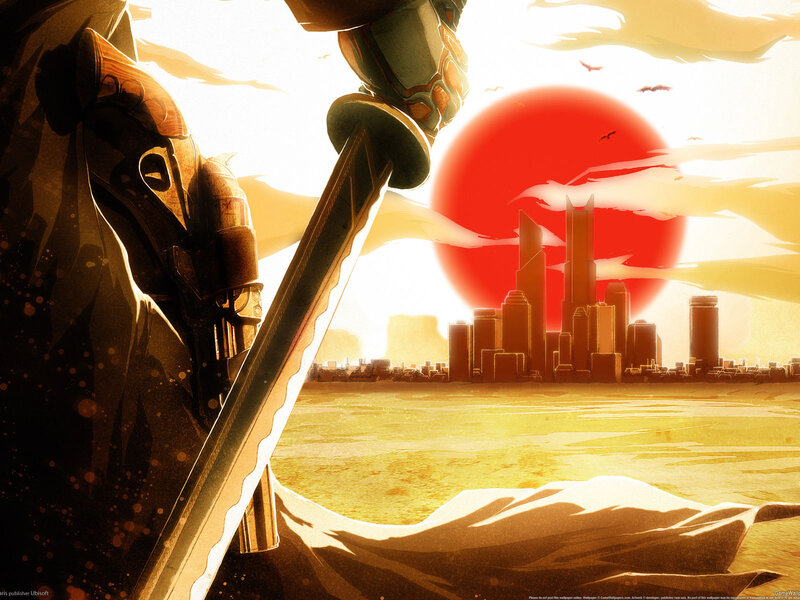 Armored Warrior with Sword — Red, Dramatic, Sunset