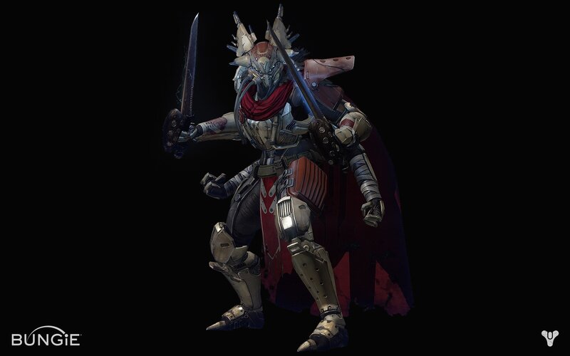 Armored Warrior with Swords — Black, Dramatic, 3d Render
