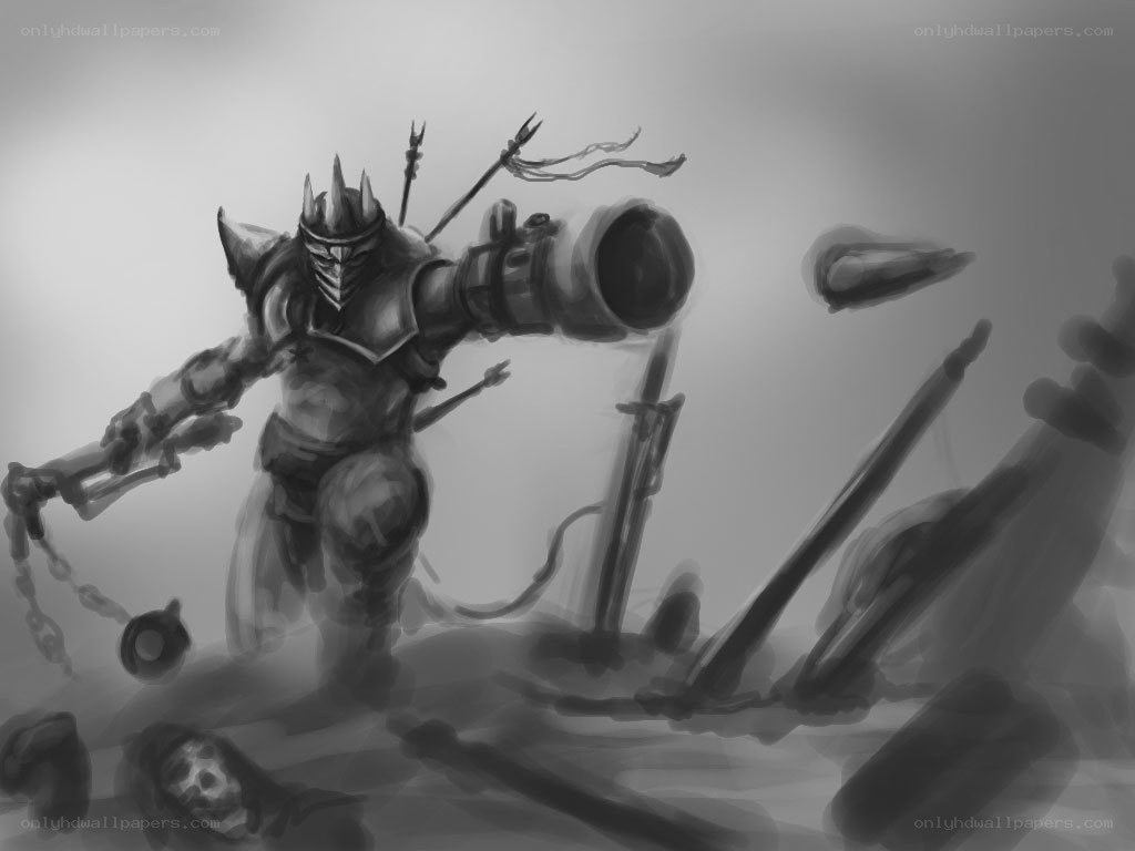 armored warrior with weapon