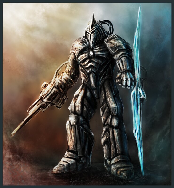 armored warrior with weapon