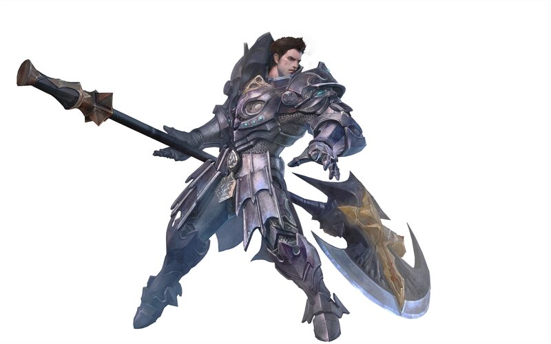 Armored Warrior with Weapon — Gray, Battle-ready