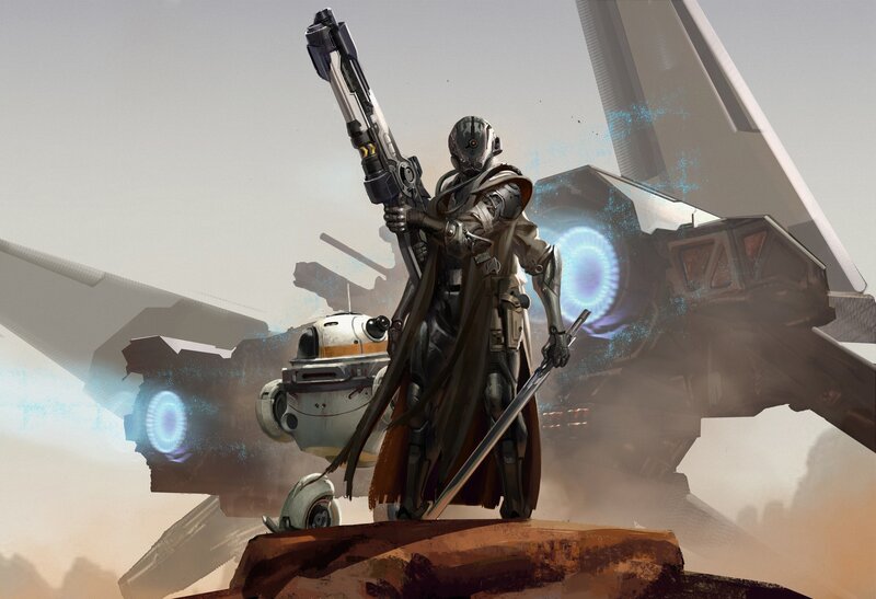 Armored Warrior with Weapon — Gray, Dramatic