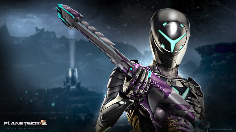 Armored Warrior with Weapon — Purple, Dramatic