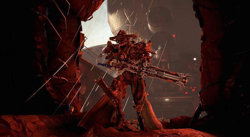 Armored Warrior with Weapon — Red, Dramatic