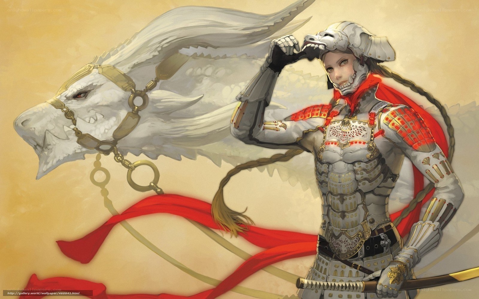 armored warrior with white dragon