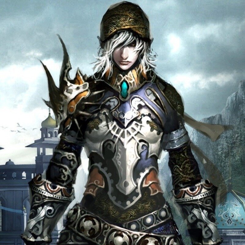 Armored Warrior with White Hair — Gray