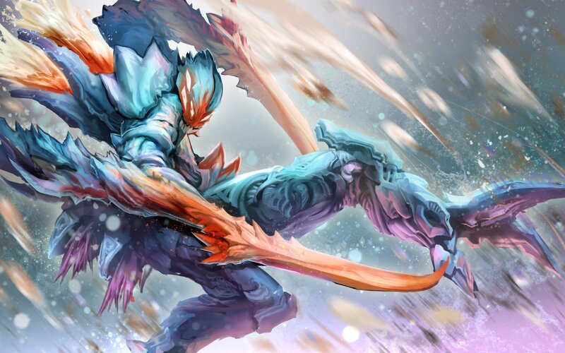 Armored Warrior with Wings — Blue, Dramatic, Digital Art