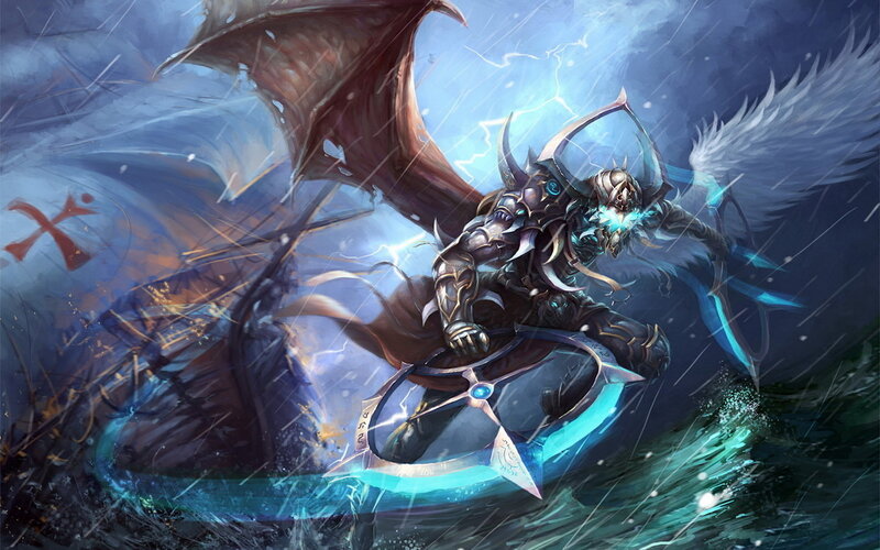 Armored Warrior with Wings — Blue, Dramatic