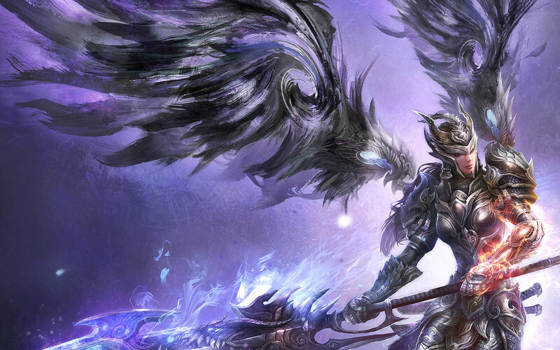 Armored Warrior with Wings — Purple, Dramatic
