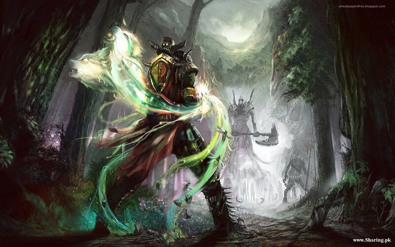 Armored Warrior with Wolf — Green