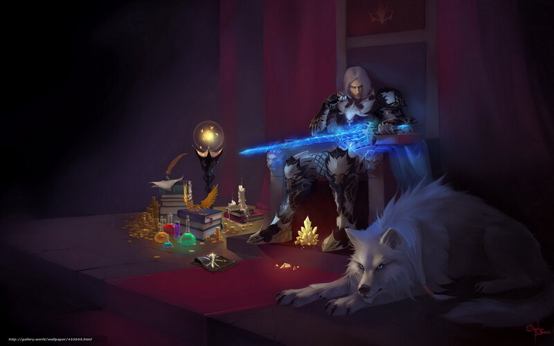 Armored Warrior with Wolf — Purple