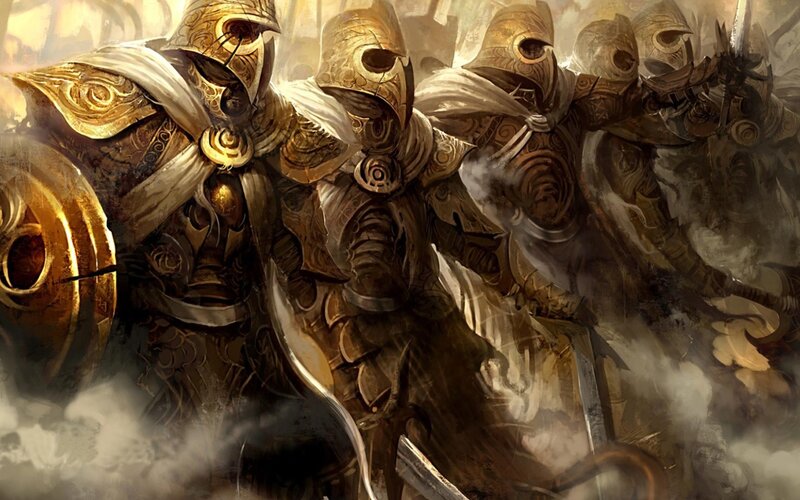 armored warriors in battle
