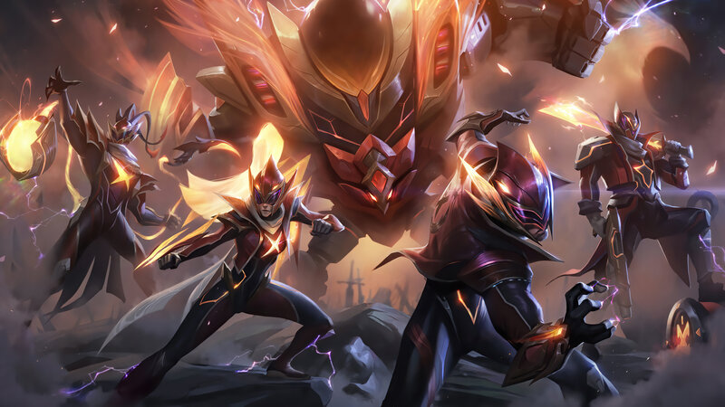 Armored Warriors in Battle — Orange, Dramatic, Intense