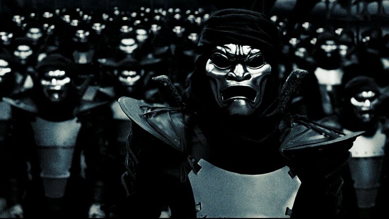 armored warriors in black and white
