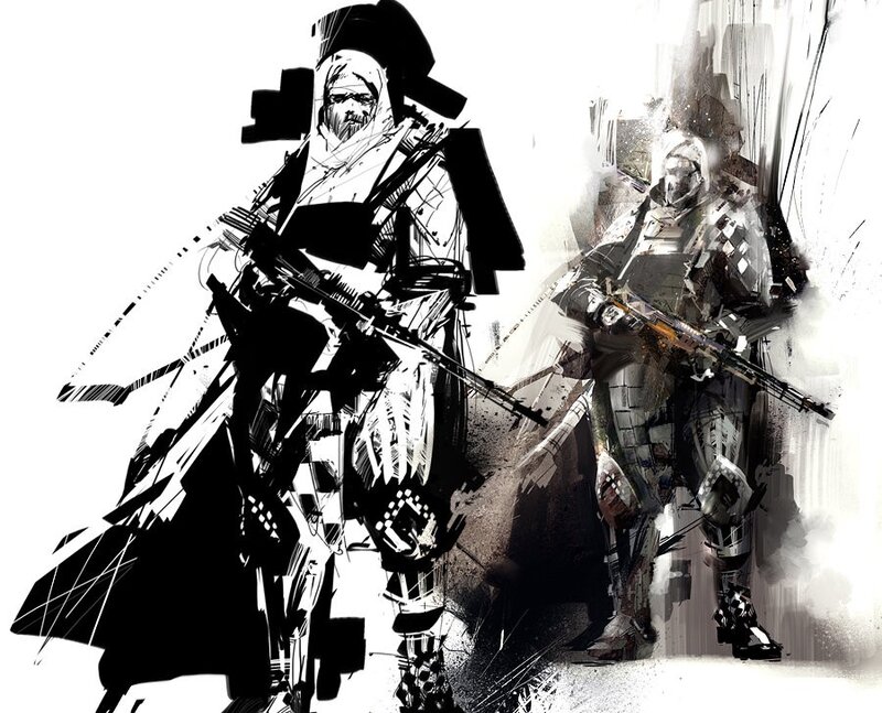 armored warriors in combat