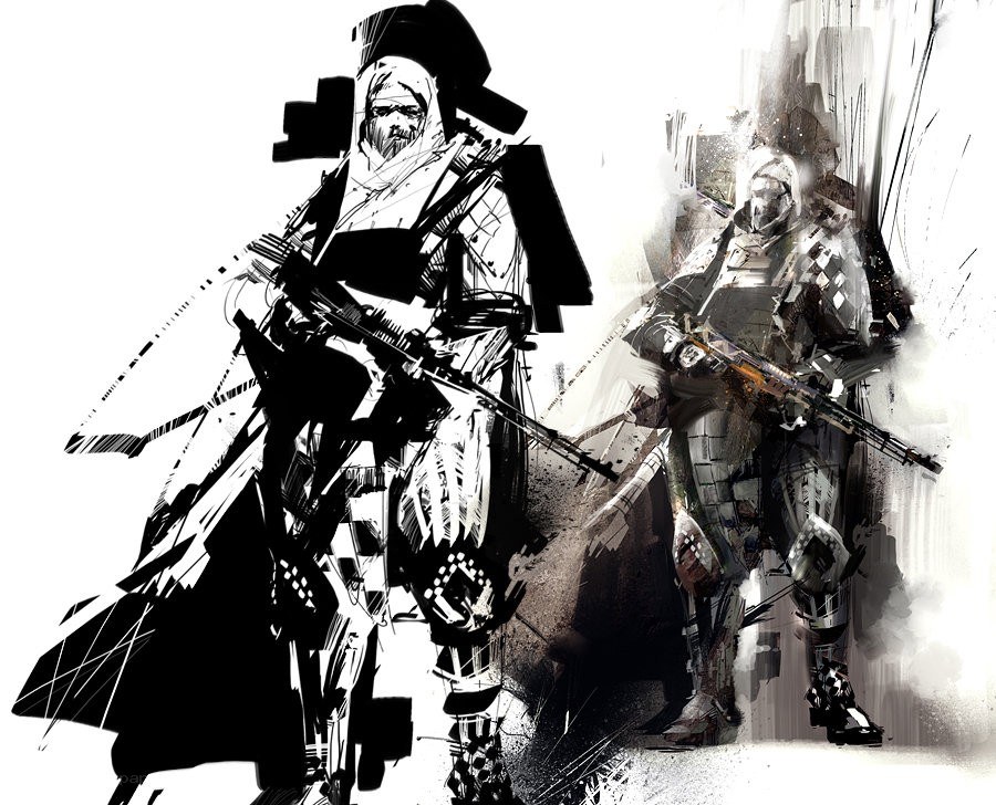 armored warriors in combat