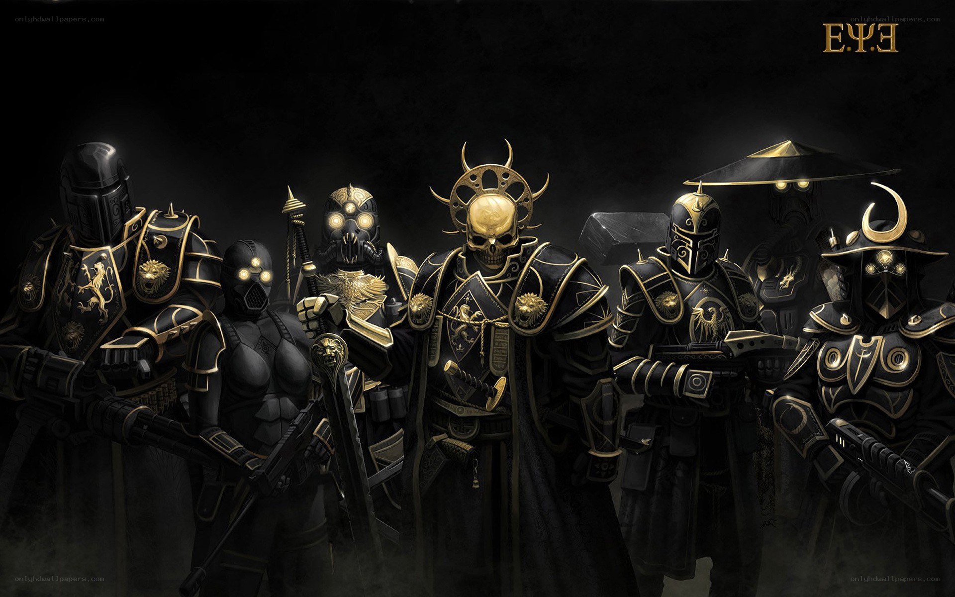 armored warriors in dark armor