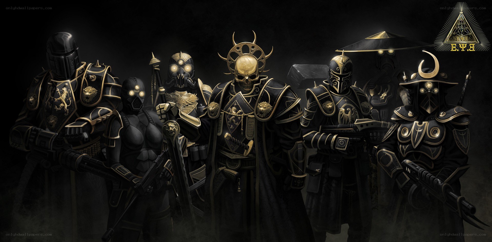 armored warriors in dark armor