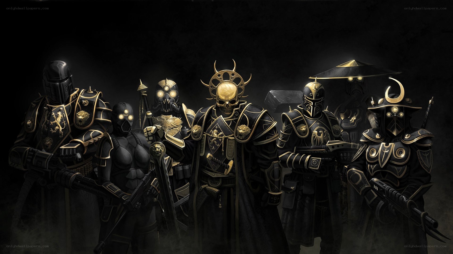 armored warriors in dark armor