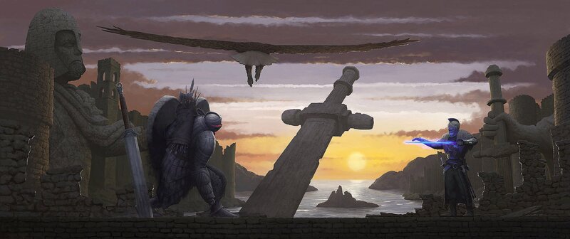 Armored Warriors in Ruins — Gray