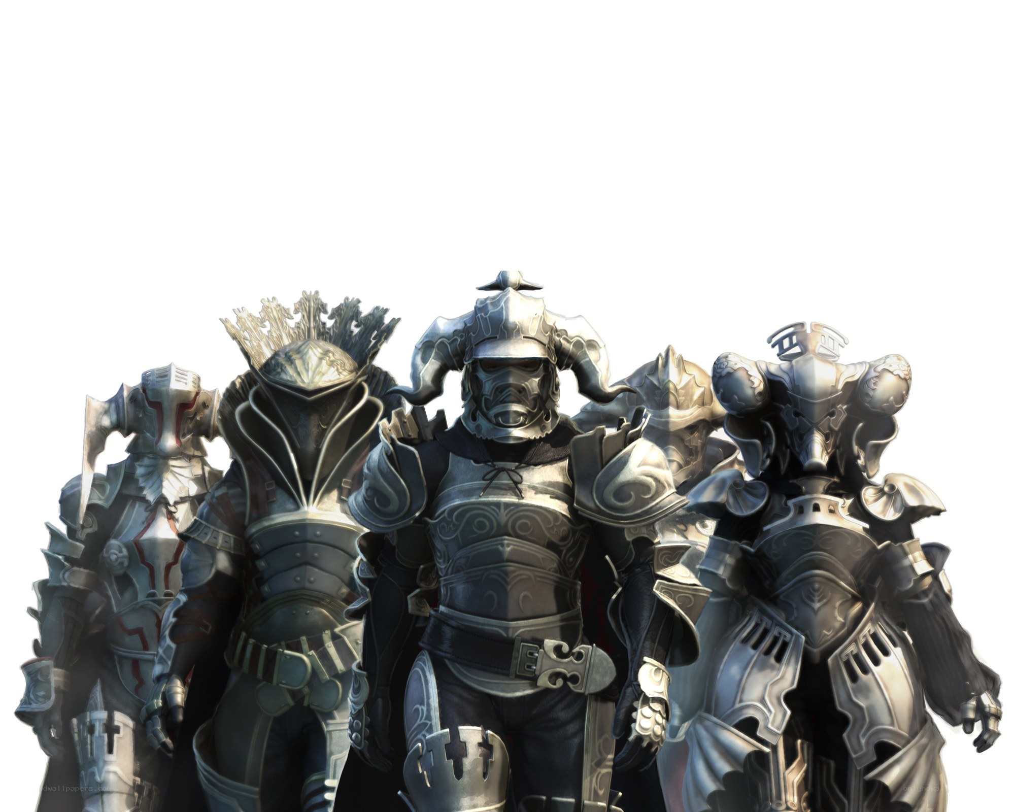 armored warriors in silver armor