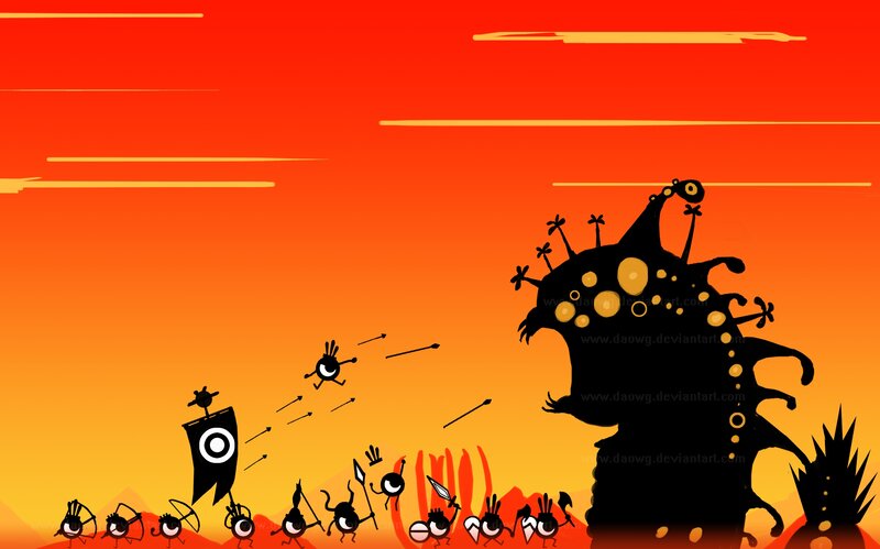 army attacks giant monster
