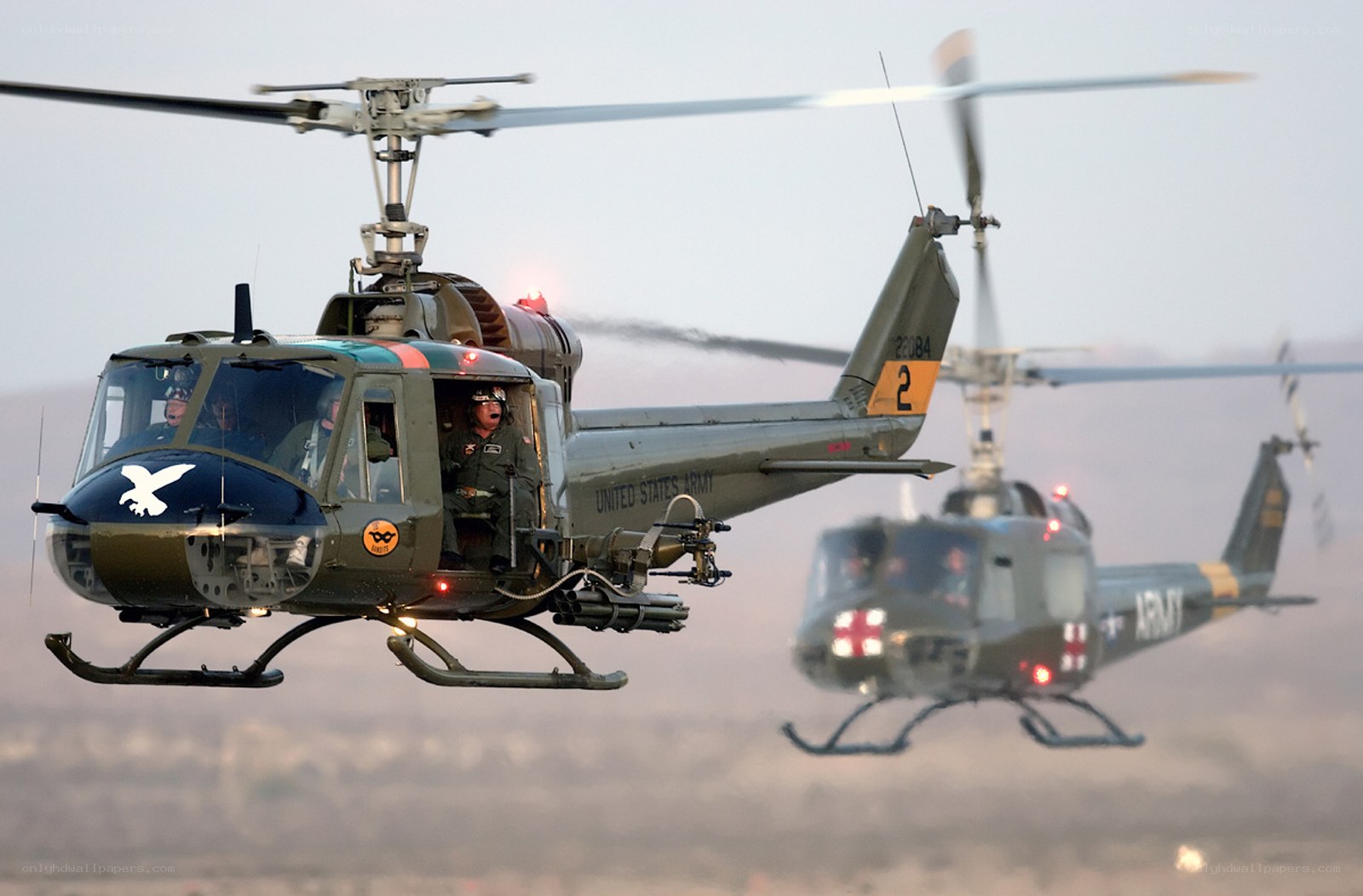 Army helicopters in flight