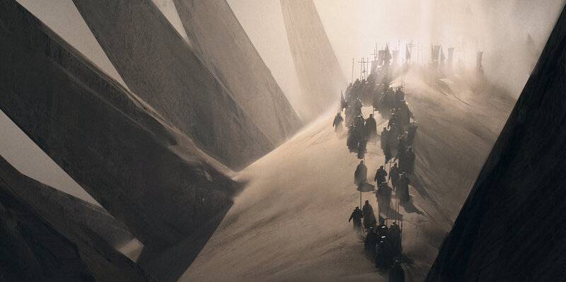 Army Marching Through Canyon