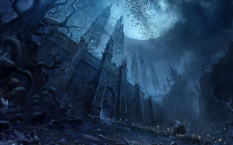 Army Marching to Castle — Blue