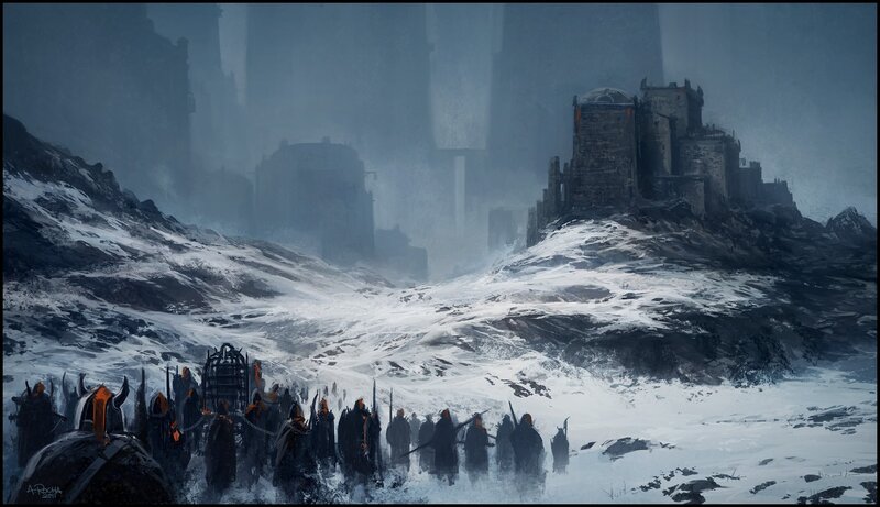 army marching to castle